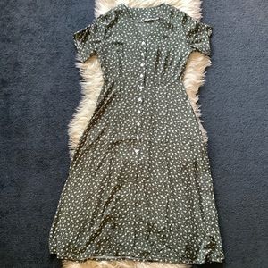 Shein retro green dainty floral print dress S/m